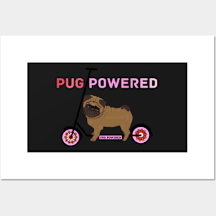 Pug powered flower scooter for kids clothing Posters and Art